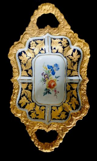 Jumbo Antique meissen porcelain Rococo Heavy Gold Gilded Cobalt Blue 9
