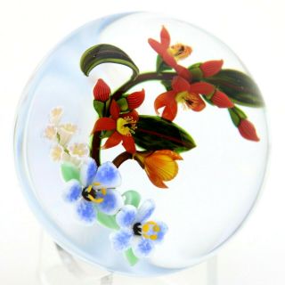 Alluring Mayauel Ward Lampwork Wild Flower Bouquet Art Glass Paperweight