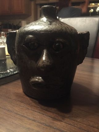 Extremely RARE LANIER MEADERS Tobacco Spit Glaze Face Jug 5