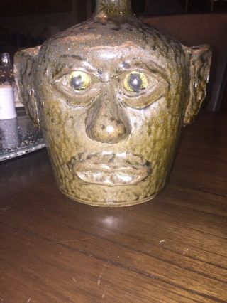 Extremely RARE LANIER MEADERS Tobacco Spit Glaze Face Jug 6