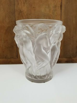 Lalique France Vintage Crystal Glass Bacchantes Large Nude Women Vase
