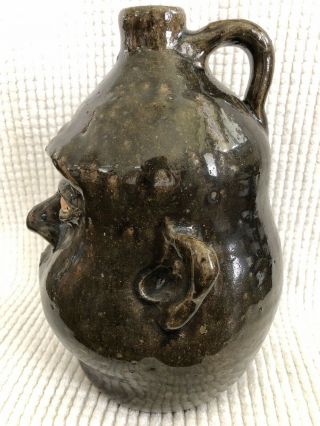 RARE Lanier Meaders Face Jug Pottery With Red Eyes 