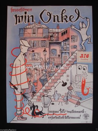 Mon Oncle 1958 French Comedy By Jacques Tati Danish Movie Poster