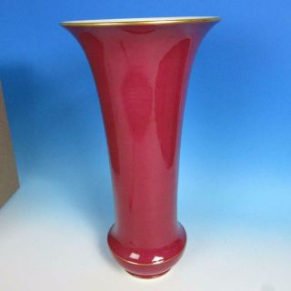 Meissen Crossed Swords - Tall Floral Decorated Maroon Vase - 16½ inches 3