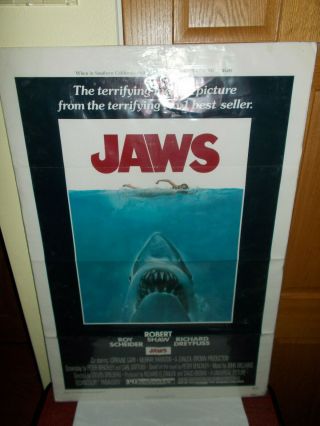 Vintage Jaws 1975 One Sheet Poster 27 " By 41 " Nss 75/155