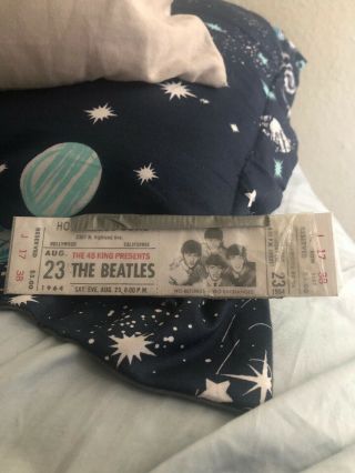 Beatles Concert Ticket Stub Aug 23,  1964 Sat.  Eve 8:00 Pm,  Hollywoodbowl
