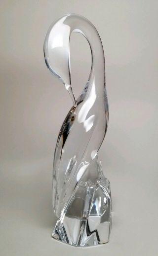 Daum France 12” Crane Egret Heron Swan Goose Loon Bird Stork Art Glass Crystal