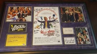 Gene Wilder Willy Wonka Cast 10 Signed Golden Ticket Psa Jsa Loa