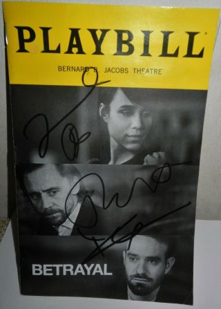 Betrayal Opening Night Broadway Playbill Signed By Tom Hiddleston & Cast - Proof
