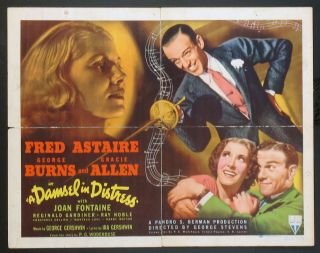 A Damsel In Distress Fred Astaire Joan Fontaine Burns & Allen 1937 Half Sheet