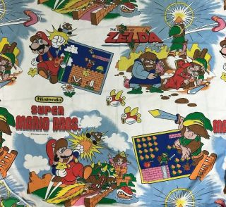 Vintage Legend Of Zelda - Mario Bros Twin Bed Fitted Sheet 1988 Nintendo
