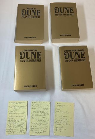 Four Italian Frank Herbert Dune Books Dino De Laurentiis Estate W/post - It Notes