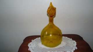 Vintage Blenko Art Glass Decanter Wayne Husted 5912 Jonquil Yellow