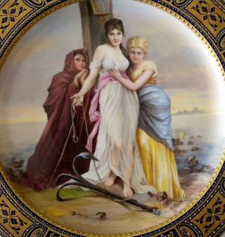 ANTIQUE ROYAL VIENNA STYLE HAND PAINTED PORCELAIN SCENE PLATE BY C.  HERR 19TH C. 2