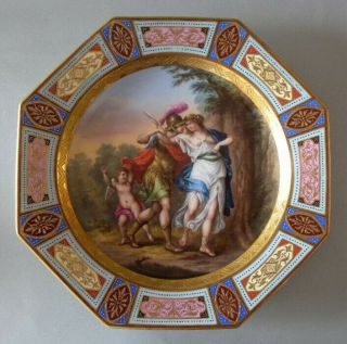 Antique Royal Vienna Hand Painted Porcelain Scene Plate " Rinaldo And Armida "