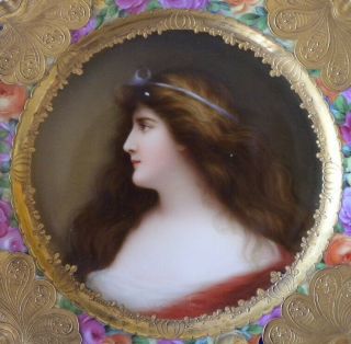 ANTIQUE ROYAL VIENNA STYLE HAND PAINTED PORCELAIN PORTRAIT PLATE SIGNED WAGNER 2