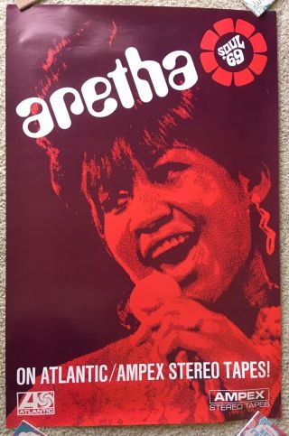 Aretha Franklin Queen Of Soul ‘69 LP Atlantic Records Tapes Promo Display Poster 2