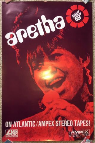 Aretha Franklin Queen Of Soul ‘69 LP Atlantic Records Tapes Promo Display Poster 3