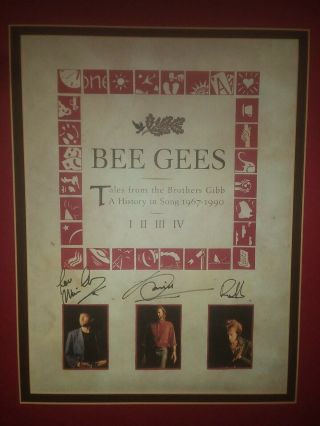 Bee Gees Poster With Band Members Pics And Signatures