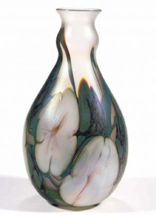 Rare Charles Lotton Multi - Flora Studio Art Glass Vase Signed And Dated 1975