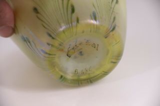 Vintage Quezal Art Glass Vase Heart Vine Pattern Signed Numbered 5