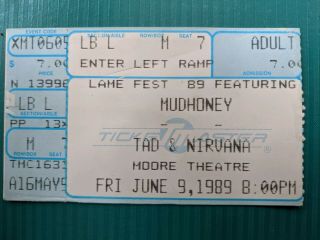 " Rare " Nirvana Lamefest 1989 Concert Ticket Stub Seattle Moore Theater