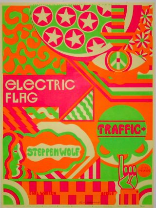 Electric Flag,  Traffic & Steppenwolf First Printing Poster - Artist Signed