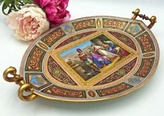 Magnificent Royal Vienna Porcelain Centerpiece/Tray Double Handled,  Painting 2