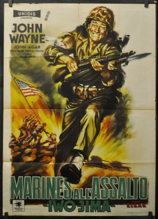 Sands Of Iwo Jima 1950 Orig.  39x55 Movie Poster John Wayne John Agar Adele Mara