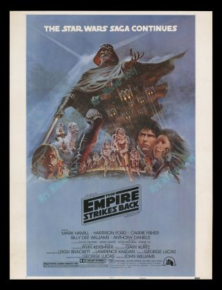 Star Wars The Empire Strikes Back ☆ 1980 C - 9 Rolled 30x40 Movie Poster Display