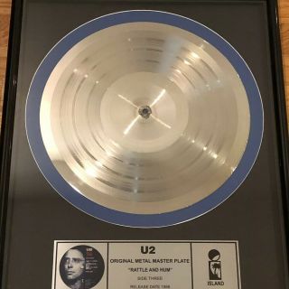 U2 Rattle And Hum Silver Metal Master Plate For Side Three In Frame