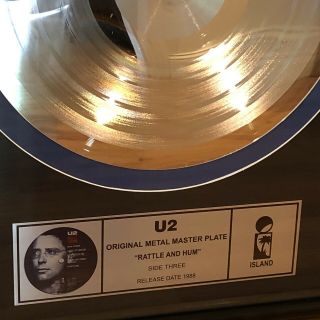 U2 Rattle and Hum Silver Metal Master Plate for Side Three in Frame 4
