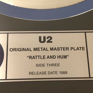 U2 Rattle and Hum Silver Metal Master Plate for Side Three in Frame 7