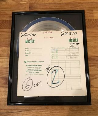 U2 Rattle and Hum Silver Metal Master Plate for Side Three in Frame 9