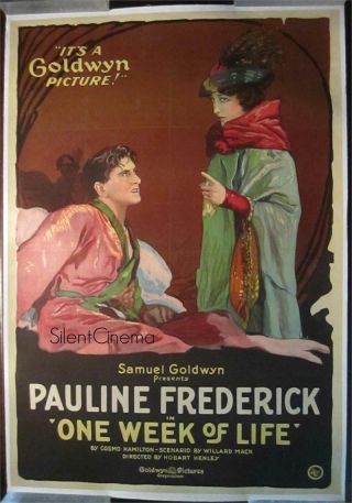 One Week Of Life (1919) Goldwyn Silent Film One - Sheet Poster Pauline Frederick
