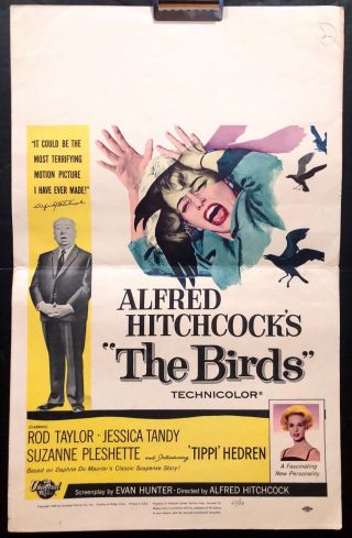 The Birds 1963 Movie Poster Window Card (14 " X 22 ") Hitchcock