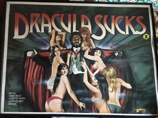 Dracula Sucks 1978 Uk Quad 40x30 " Poster Signed By Seka