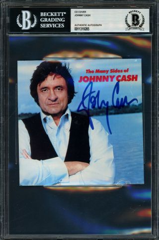 Johnny Cash Autographed Cd Cover Many Sides Of Johnny Cash Beckett 11319285