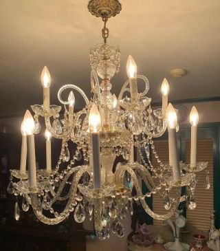 Waterford Crystal 14 Arm Chandelier Two Tiers Dripping With Crystals Gorgeous