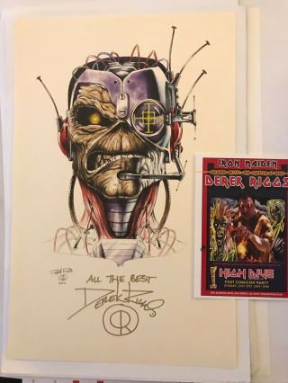 Sdcc 2019 Comic Con Iron Maiden Signed Derek Riggs Eddie Print Poster Rare