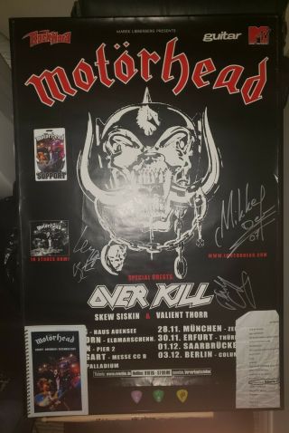 Motorhead 2007 Signed Poster Guitar Picks Drumstick Tour Pass Setlist,  Interary