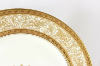 WOW FAB ARTS & CRAFTS SET 9 DINNER PLATES HEINRICH BAVARIA RAISED GOLD ENCRUSTED 11
