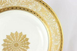 WOW FAB ARTS & CRAFTS SET 9 DINNER PLATES HEINRICH BAVARIA RAISED GOLD ENCRUSTED 4