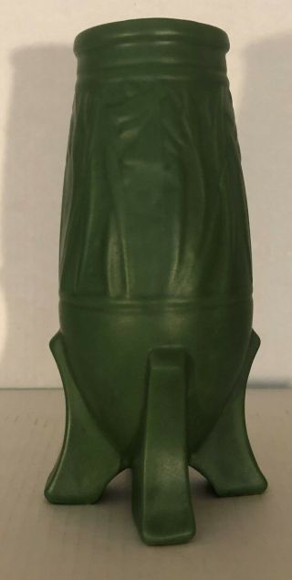 Owens Matte Green Arts and Crafts Vase w/Embossed Tulips 2