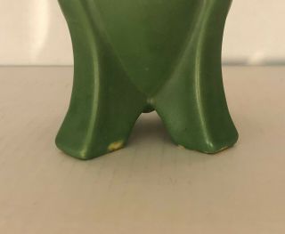 Owens Matte Green Arts and Crafts Vase w/Embossed Tulips 4