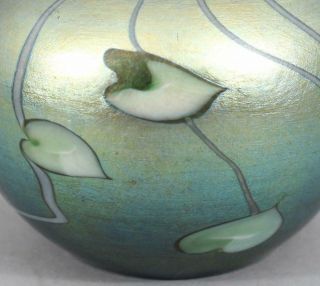 Antique L C TIFFANY Heart & Vine Gold Green Favrile Art Glass Vase,  NR 6