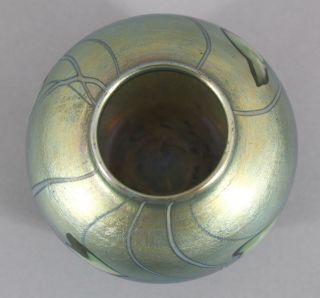 Antique L C TIFFANY Heart & Vine Gold Green Favrile Art Glass Vase,  NR 7