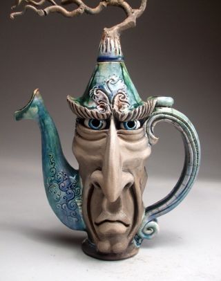 Hurricane Teapot Pottery face jug folk art sculpture by Mitchell Grafton 11