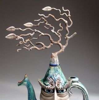 Hurricane Teapot Pottery face jug folk art sculpture by Mitchell Grafton 3