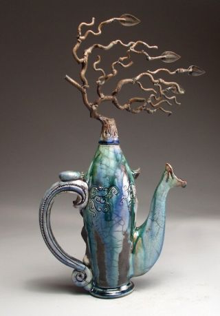 Hurricane Teapot Pottery face jug folk art sculpture by Mitchell Grafton 9